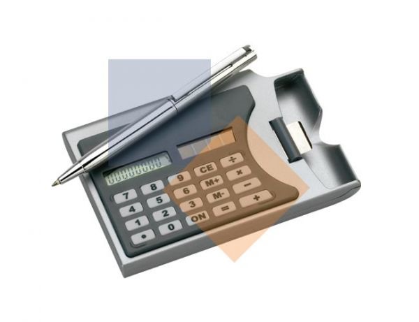 Calculadora com caneta e porta cartão- Sob Encomenda